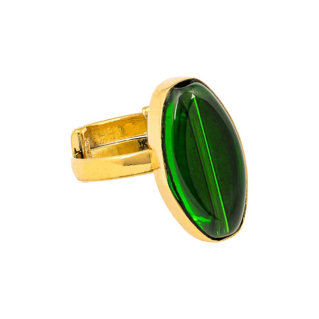 Tena Recycled Brass & Glass Adjustable Ring