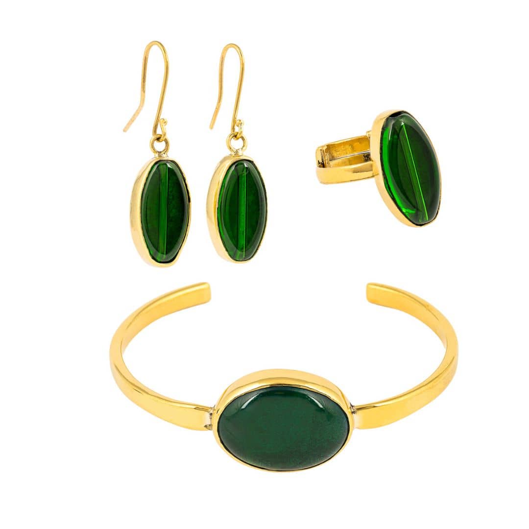Tena Recycled Brass & Glass Adjustable Ring